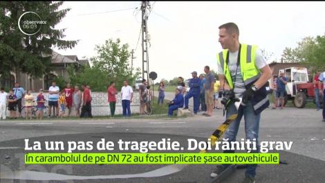 Două persoane au fost grav rănite într-un carambol cu 6 autovehicule pe Drumul Naţional 72, între Târgovişte şi Găeşti