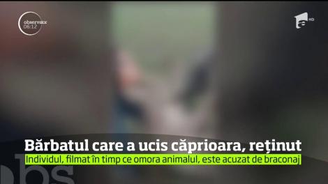 Bărbatul filmat în timp ce omora o căprioară pe un fond de vânătoare din Argeş a fost reţinut de poliţişti