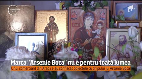 Marca „Arsenie Boca” nu e pentru toată lumea. Unui comerciant din Arad i s-au confiscat obiectele cu chipul părintelui