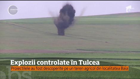 Explozii controlate în Tulcea. Pirotehniştii au detonat 235 de proiectile, vechi din cel de-al doilea război mondial