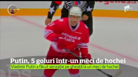 Vladimir Putin a făcut senzaţie pe gheaţă la un meci de hochei