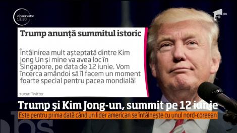 Donald Trump şi Kim Jong-Un se vor întâlni luna viitoare, în Singapore