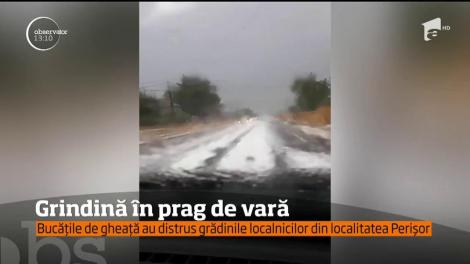 Grindină în prag de vară, în localitatea Perișor, Gorj