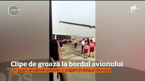 Clipe de groază la bordul avionului. Un geam spart al cabinei piloților s-a spart în timpul zborului