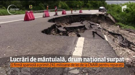 Lucrări de mântuială, drum național surpat. Drumul Național 1C, care leagă Dejul de Baia Mare s-a surpat pentru a treia oară