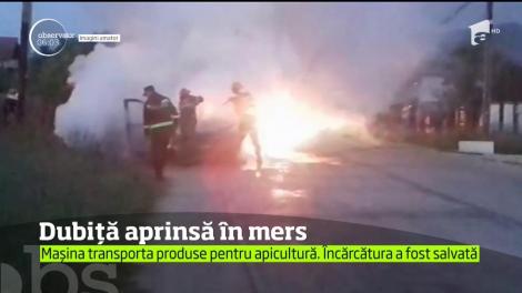 Foc puternic pe şoseaua care face legătura &icirc;ntre Pitești şi Drăgășani, &icirc;n judeţul Argeş