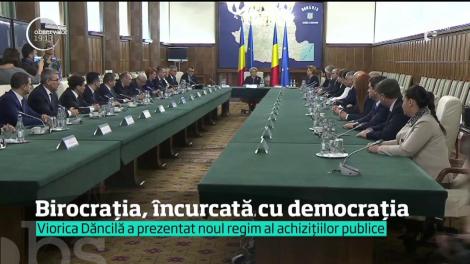 Birocrația, încurcată cu democrația! Viorica Dăncilă a prezentat noul regim al achizițiilor publice