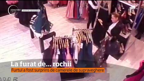 Două tinere, surprinse în timp ce furau rochii dintr-un magazin din centrul oraşului Bacău