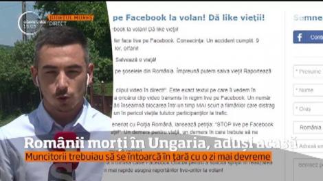 Trupurile celor nouă români morţi în accidentul cumplit din Ungaria au fost aduse acasă