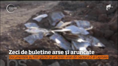 Zeci de buletine arse și aruncate. Documentele au fost găsite pe un teren viran din sectorul 2 al Capitalei