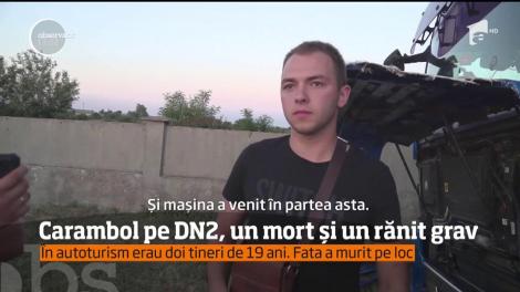 Carambol pe DN2, un mort și un rănit grav. În autoturism erau doi tineri de 19 ani. Fata a murit pe loc