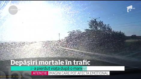 Imagini şocante pe DN1, la ieşirea din Făgăraş spre Sibiu. Un bărbat şi-a pierdut viaţa după ce a intrat pe contrasens şi s-a izbit violent de maşina care circula din sens opus