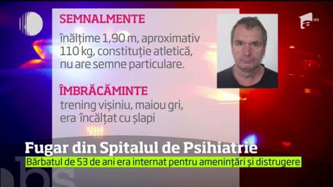 E alertă în judeţul Bihor. E căutat un bărbat de 53 de ani care a fugit din Spitalul de Psihiatrie și pentru Măsuri de Siguranță