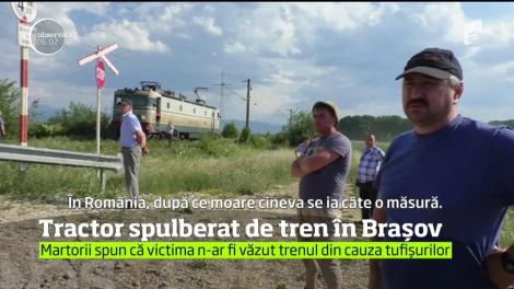 Tractor spulberat de tren în Brașov. Tractoristul, care ar fi împlinit mâine 31 de ani, a murit pe loc