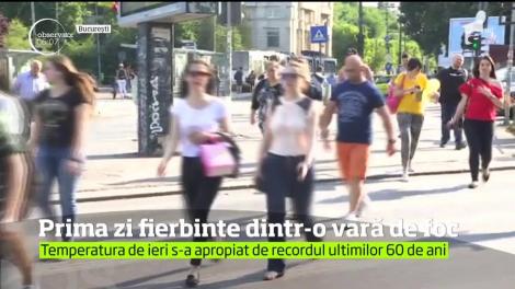 Prima zi fierbinte dintr-o vară de foc. Temperatura s-a apropiat de recordul ultimilor 60 de ani