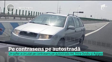 Un şofer din Tulcea, surprins pe contrasens, pe autostrada A4