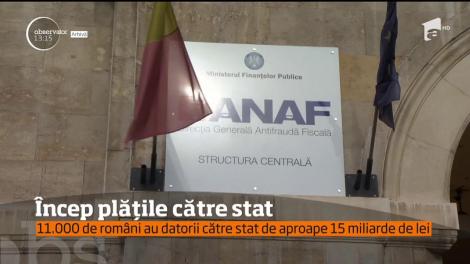 Persoanele care au datorii la stat şi care se regăsesc pe lista datornicilor publicată de ANAF, pot achita sumele datorate, începând de pe 11 Iunie 2018