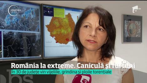 Fenomenele extreme împart România în două. În timp ce în est se instalează canicula, în vest vin furtunile cu ploaie şi grindină