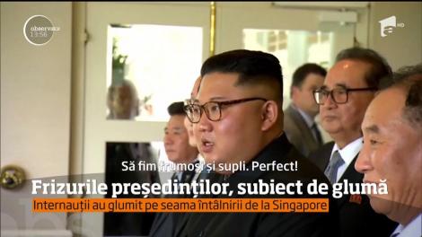 Întâlnirea dintre Donald Trump şi Kim Jong-un, prilej de glume. Internauţii au taxat la sânge freza celor doi lideri