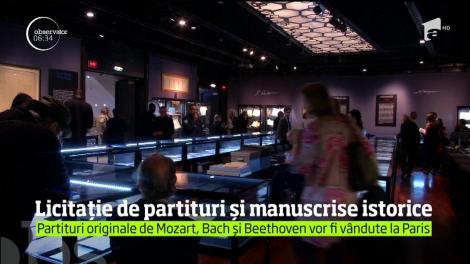 Partituri semnate de Mozart, Beethoven şi Bach se numără printre cele peste 900 de manuscrise care vor fi vândute la licitaţie la Paris