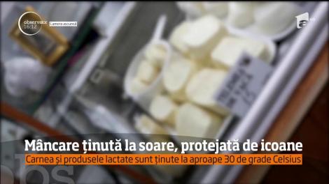 FOCAR DE INFECȚIE într-o piață din Capitală! Carnea şi lactatele, „protejate” doar de icoane