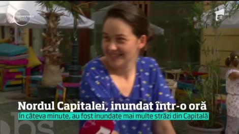 Jumătate de Capitală a fost inundată &icirc;n mai puţin de o oră. Ploaia torenţială a blocat complet nordul Bucureştiul