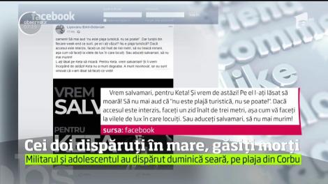 După trei zile de căutări, adolescentul şi militarul dispăruţi pe plaja din Corbu au fost găsiţi fără suflare