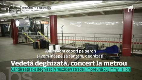 Christina Aguilera s-a deghizat în muzician stradal, împreună cu Jimmy Fallon