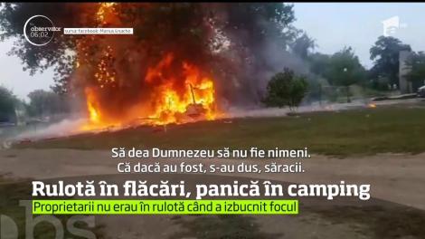 O rulotă a luat foc în nordul stațiunii Mamaia