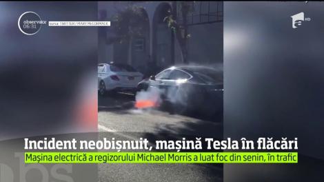 O actriţă din Statele Unite a postat pe reţelele sociale imagini cu incendiul care a cuprins maşina soţului său, o Tesla cu motor electric