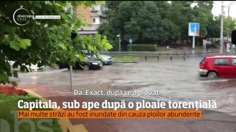 Capitala a fost sub ape. Mai multe străzi au fost inundate după o ploaie torenţială