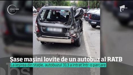 Șase mașini lovite de un autobuz al RATB. Șoferul autobuzului a fost singurul rănit în accident