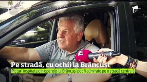 Pe stradă, cu ochii la Bâncuși. Picturi inspirate din operele lui Bâncuși pot fi admirate pe o stradă centrală