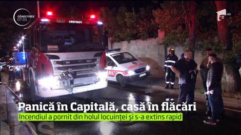 Panică în Capitală, casă în flăcări. Incendiul a pornit din holul locuinței și s-a extins rapid