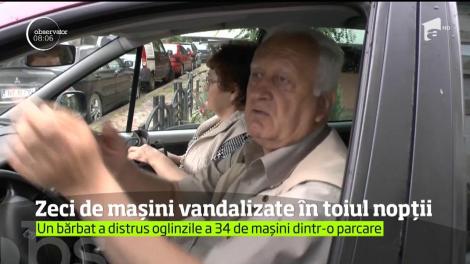 Zeci de mașini vandalizate în toiul nopții. Un bărbat a distrus oglinzile a 34 de mașini dintr-o parcare