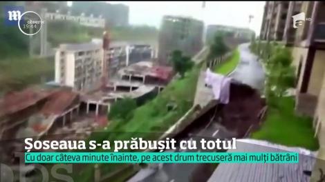 Șosea prăbușită cu totul pe o porţiune de 50 de metri, în China