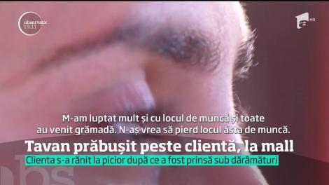 Tavan prăbușit peste clientă, la mall. Incidentul s-a produs în cel mai mare mall din Constanța