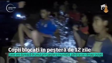 Copii blocați în peșteră de 12 zile. Șase ore durează drumul prin peștera inundată, până la cei rămași izolați
