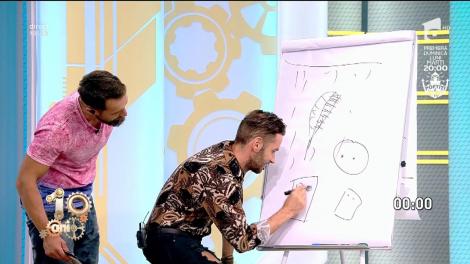 Provocare de zile mari, la "Neatza". Randi a renunţat la microfon şi a trecut la... desenat. A făcut echipă cu Răzvan la "Mima cu creionul": "Tot cu P? Băăăăi, şterge asta de aici!"