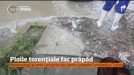 Ploile torențiale fac prăpăd. Străzile au fost rupte de apă și zeci de case au fost inundate