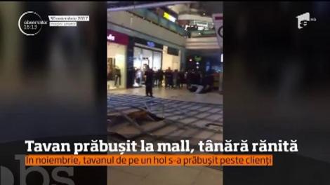 Tavan prăbușit la mall, tânără rănită. În noiembrie, tavanul de pe un hol s-a prăbușit peste clienți