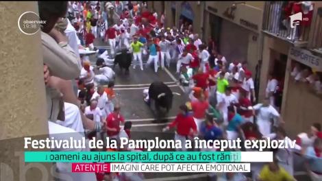 Festivalul de la Pamplona a început exploziv! Patru oameni au ajuns la spital, după ce au fost răniți de tauri