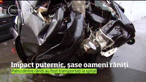 Accident teribil în Capitală! Patru persoane au ajuns de urgență la spital, în urma impactului puternic
