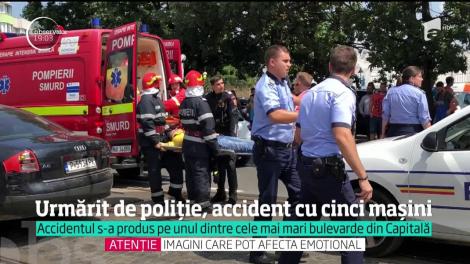 O urmărire cum rar s-a văzut în Bucureşti, în miezul zilei, a dus la un accident cu şase maşini