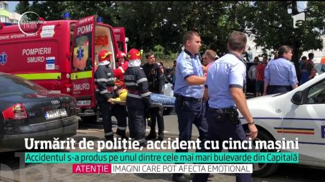Urmărire ca în filme în București, în miezul zilei! Un recidivist a zdrobit cinci mașini