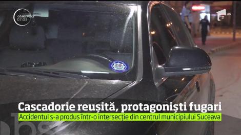O cascadorie demnă de filmele de acţiune a fost surprinsă de camerele de supraveghere în centrul Sucevei