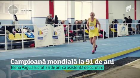 Românca Elena Pagu are 91 de ani şi este campioană mondială şi europeană la marş