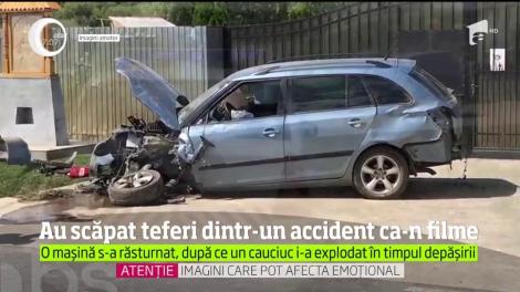 Camerele de supraveghere au surprins un accident de circulaţie teribil, produs în localitatea ieşeană Ciurea