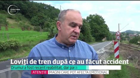 Patru oameni au fost loviți de tren după ce au făcut accident