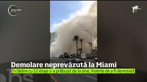 Surpriză de proporţii la propriu! O clădire cu 12 etaje din Miami s-a prăbuşit pe neaşteptate, cu câteva zile înainte să fie demolată